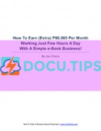 How to Earn (Extra) P80,000 Per Month Working Just Few Hours A Day With A Simple e-Book Business! 